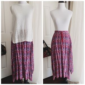Hollister Pink Pattern Midi Boho Skirt